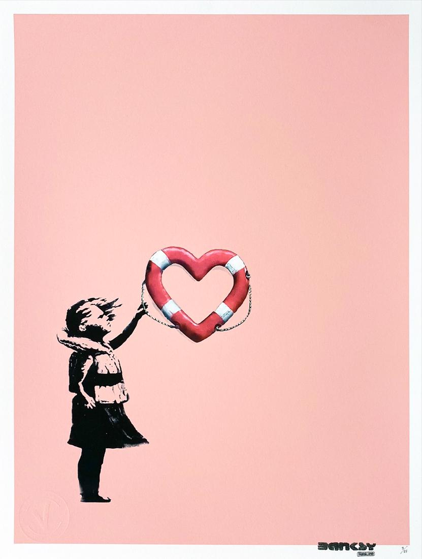 GIRL WITH HEART SHAPED FLOAT Screen Print (1 of 9)