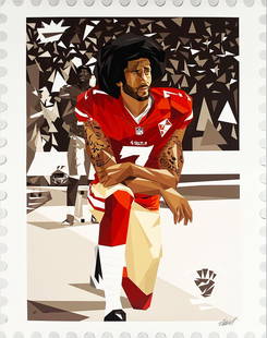 NATUREL 'Kaepernick' Die-Cut Archival Pigment Print: 'Kaepernick' by Naturel, 2021 Published by 1xRUN during their Black History Month editions. 16 x 20 Inches Die-cut archival pigment print on 240gsm Moab fine art paper. Limited Edition of 100 (#60/100