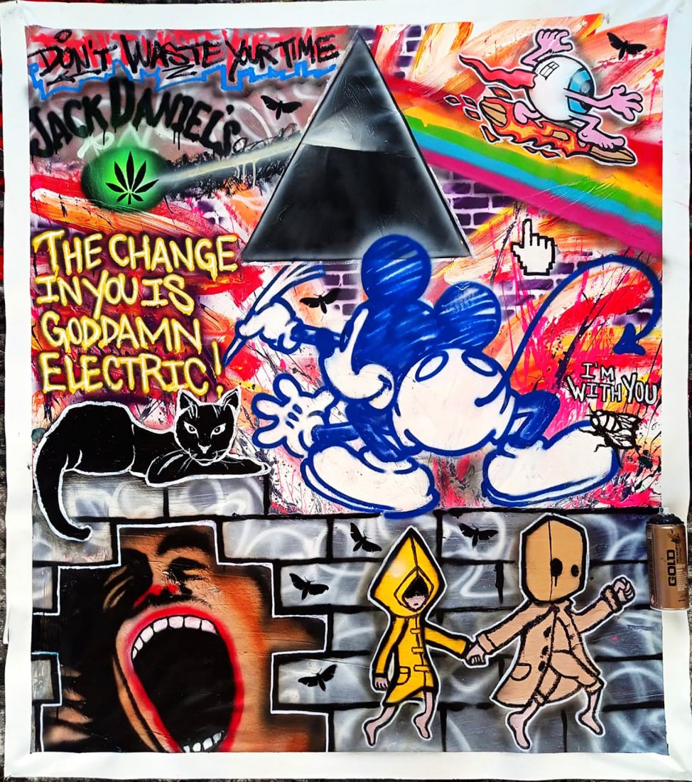 DOPEDOUT M 'Goddamn Electric' Original on Canvas (1 of 8)