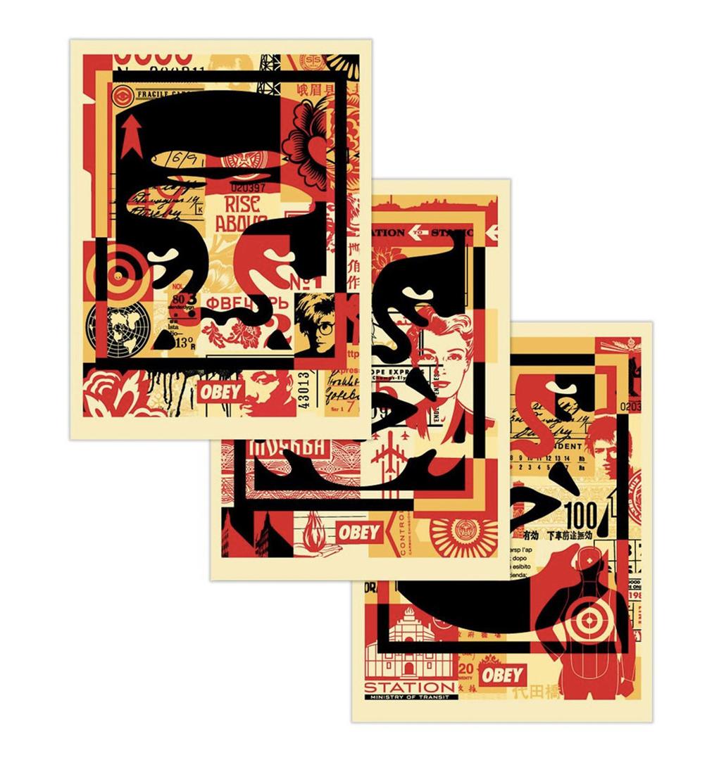SHEPARD FAIREY 'Obey 3-Face Collage' Lithograph SET (1 of 19)
