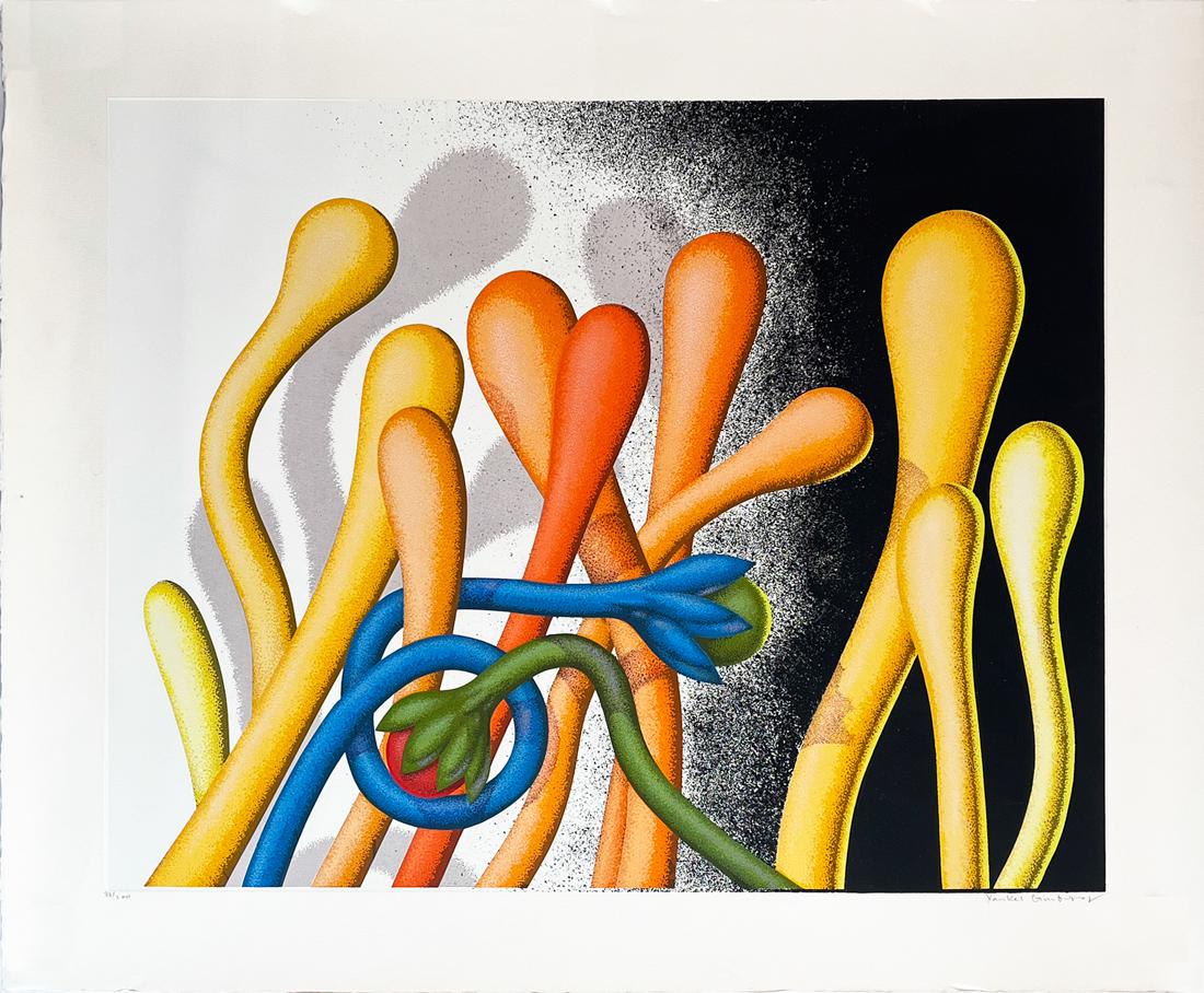 YANKEL GINZBURG 'Inner Seascape' Serigraph Print: 'Inner Seascape' by Yankel Ginzburg, 1979 24.9 x 29.8 Inches Hand-pulled serigraph print on wove fine art paper with deckled edge. Limited Edition of 200 (#93/200) Signed and numbered by the artist. *