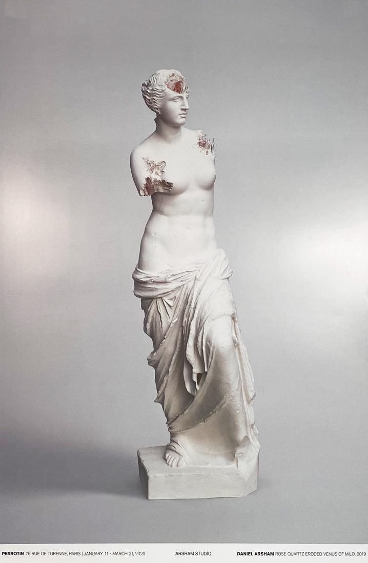 DANIEL ARSHAM 'Quartz Eroded Venus de Milo' Offset Lithograph: 'Quartz Eroded Venus de Milo' by Daniel Arsham, 2019 Original release from the artist's exhibition at Galerie Perrotin, NYC, 2020. 23.5 x 35.5 Inches Offset lithograph on 300gsm fine art paper with sa