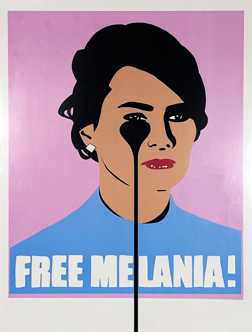 PURE EVIL 'Free Melania' Signed GiclÃ©e Print: 'Free Melania' by Pure Evil, 2018 Rare signed XL Edition. 18.75 x 24 Inches GiclÃ©e print on 300gsm Hannemuhle fine art paper. Limited Edition of 100 (Rare Artists Proof #A/P) Signed and numbered by