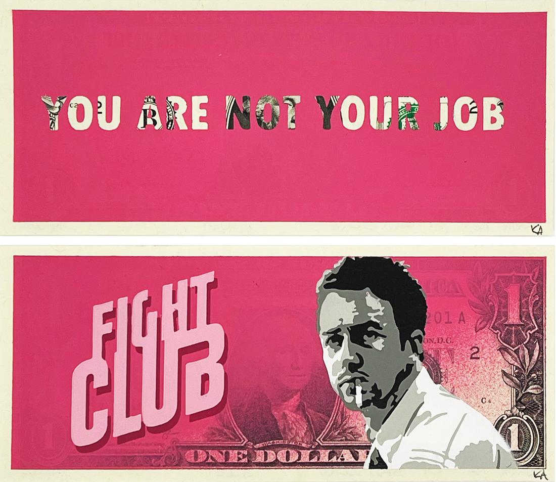 KASH ART 'Fight Club' Original HPM on Currency (1 of 8)