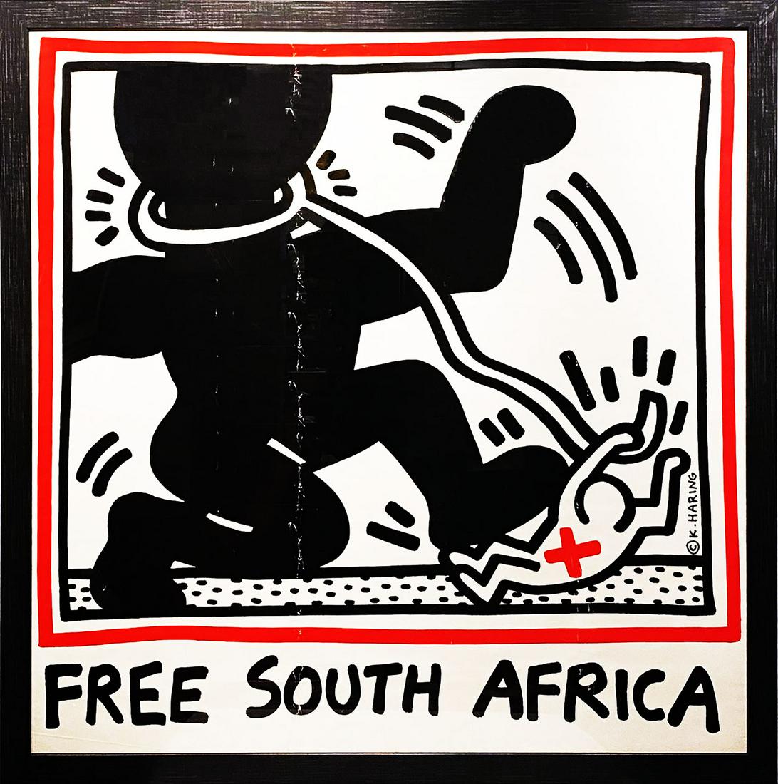 KEITH HARING 'Free South Africa' RARE Framed Litho (1 of 11)