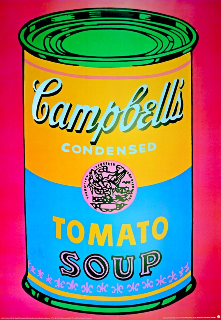 ANDY WARHOL 'Campbells Tomato Soup' XXL Offset Lithograph: 'Campbells Tomato Soup' (XXL) by Andy Warhol, 1993 50 x 34 Inches / 128 x 87 cm Offset lithograph on thick glossy satin paper, after the original famous artwork from 1968. Limited Edition of 2500 Off