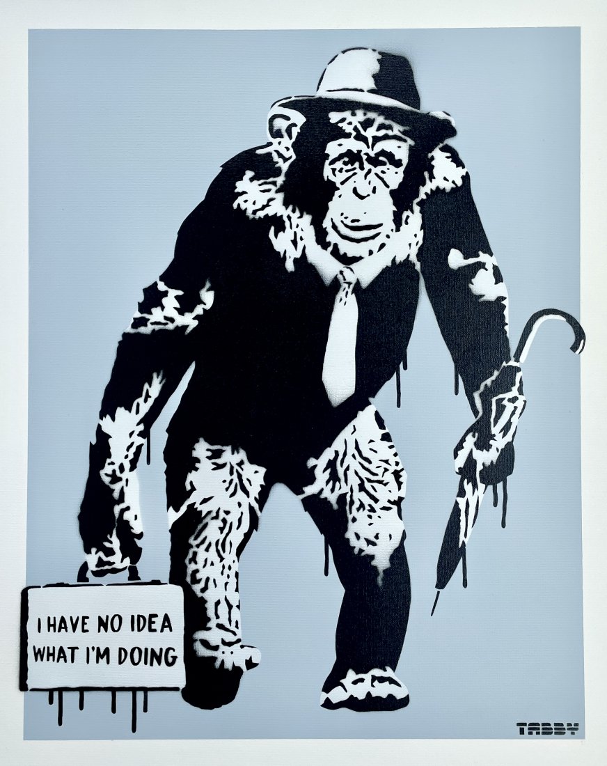 TABBY 'Working Chimp - No Idea (Grey)' Hand Painted Multiple (1 of 6)