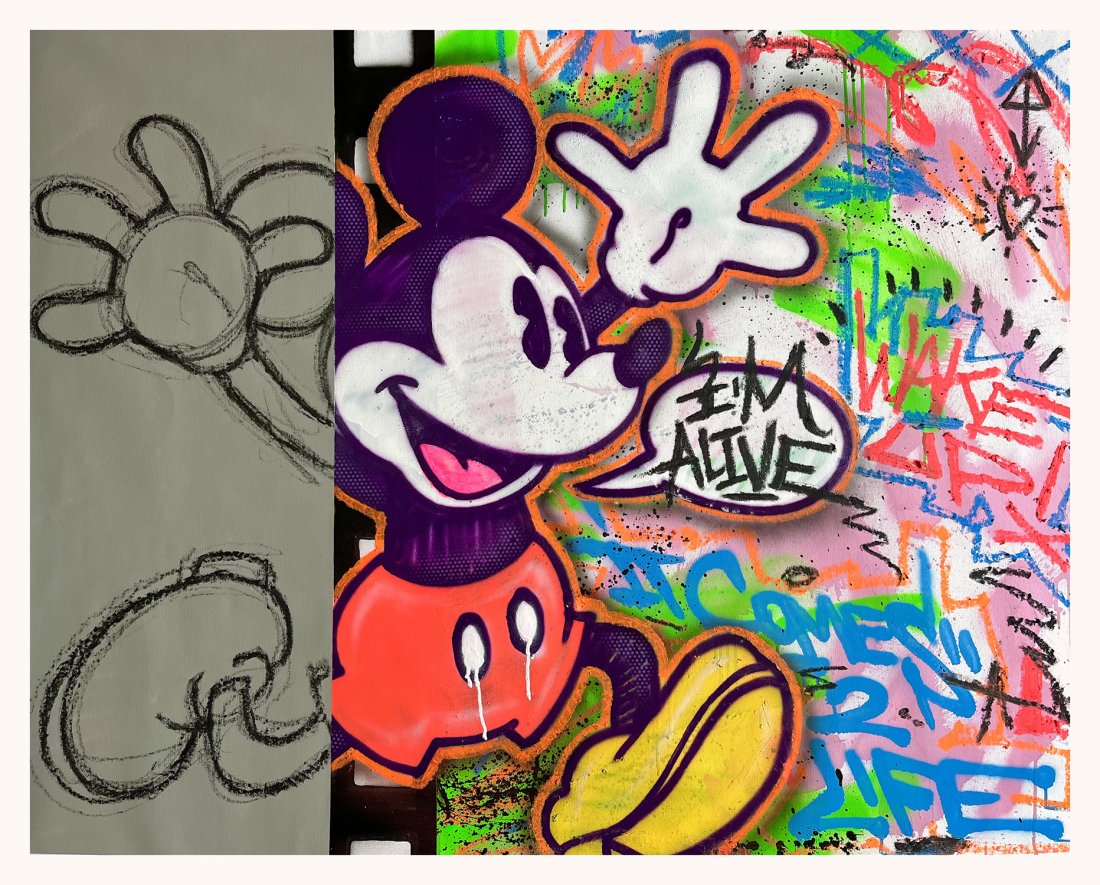 DOPED OUT M 'Mickey Comes to Life' Original on Canvas (1 of 15)