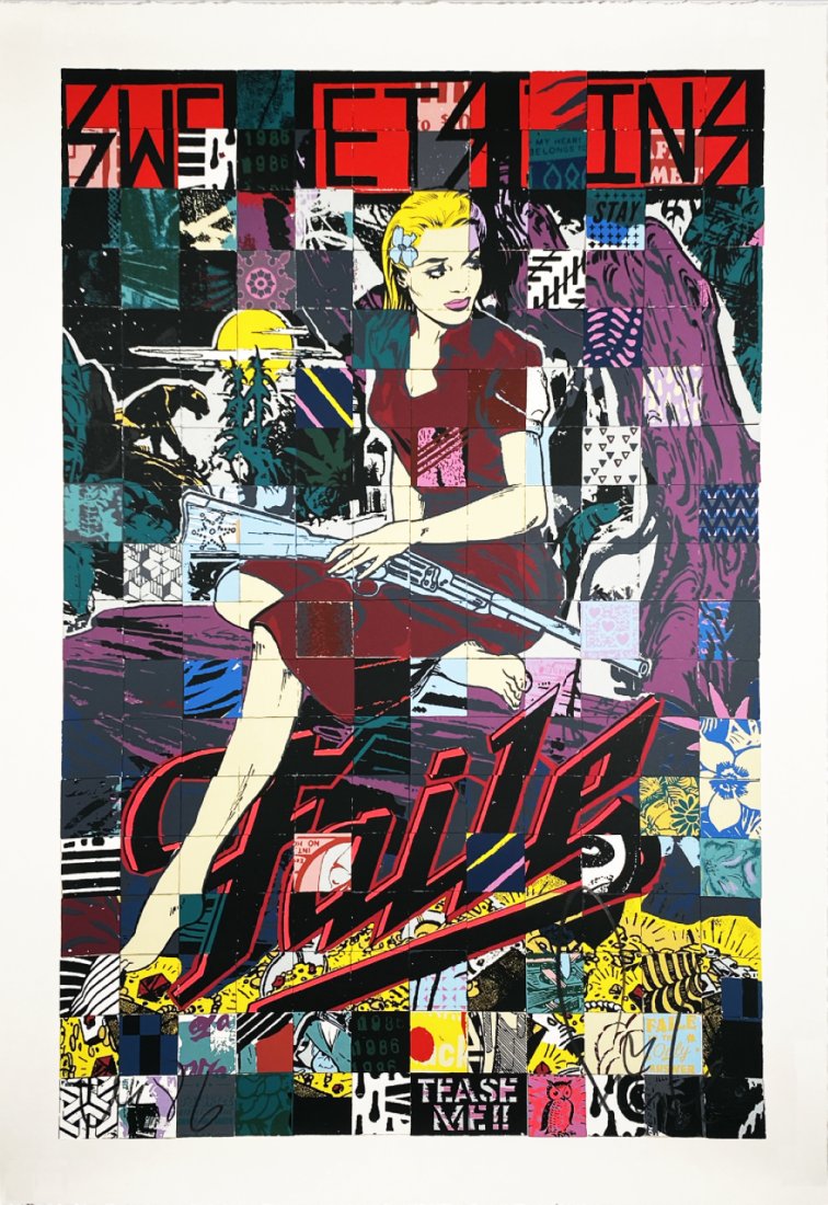 FAILE 'Sweet Sins' 27-Color Screen Print: 'Sweet Sins (Brooklyn Edition)' by Faile, 2015 28 x 40 Inches 27 color screen print on 310 gsm Coventry Rag (Deckled Edge). Limited Edition of 500 (#28/4500) Signed and dated by the artist duo on fro