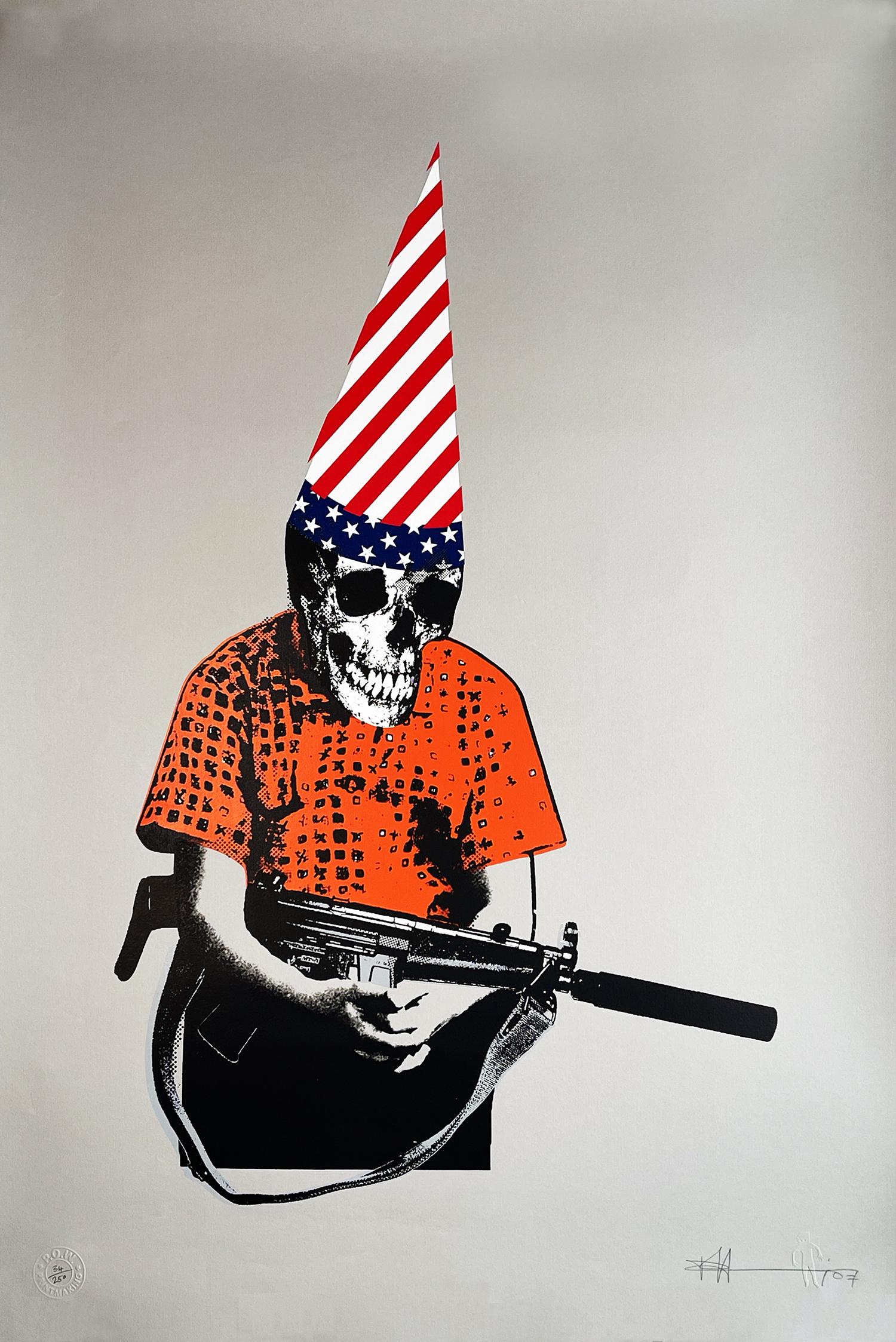 PAUL INSECT 'Dunce Boy' Screen Print: 'Dunce Boy' by Paul Insect, 2007 Orange variant. 29.5 x 20 Inches 75.5 x 52 Centimeters 6-color screen print on 270gsm Colour Plan Real Grey fine art paper. Published by Pictures on Walls. Limited Edi