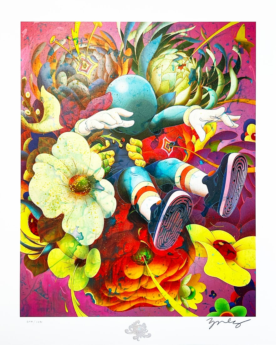 JAMES JEAN 'Bouquet II' (2022) Enhanced Giclee Print: 'Bouquet II' by James Jean, 2022 25.625 x 20.75 Inches 65 x 52.7 Centimeters Giclee print on 300gsm fine art paper in stunning colors with sculptural, jewel-like details and enhancements. Timed Limite