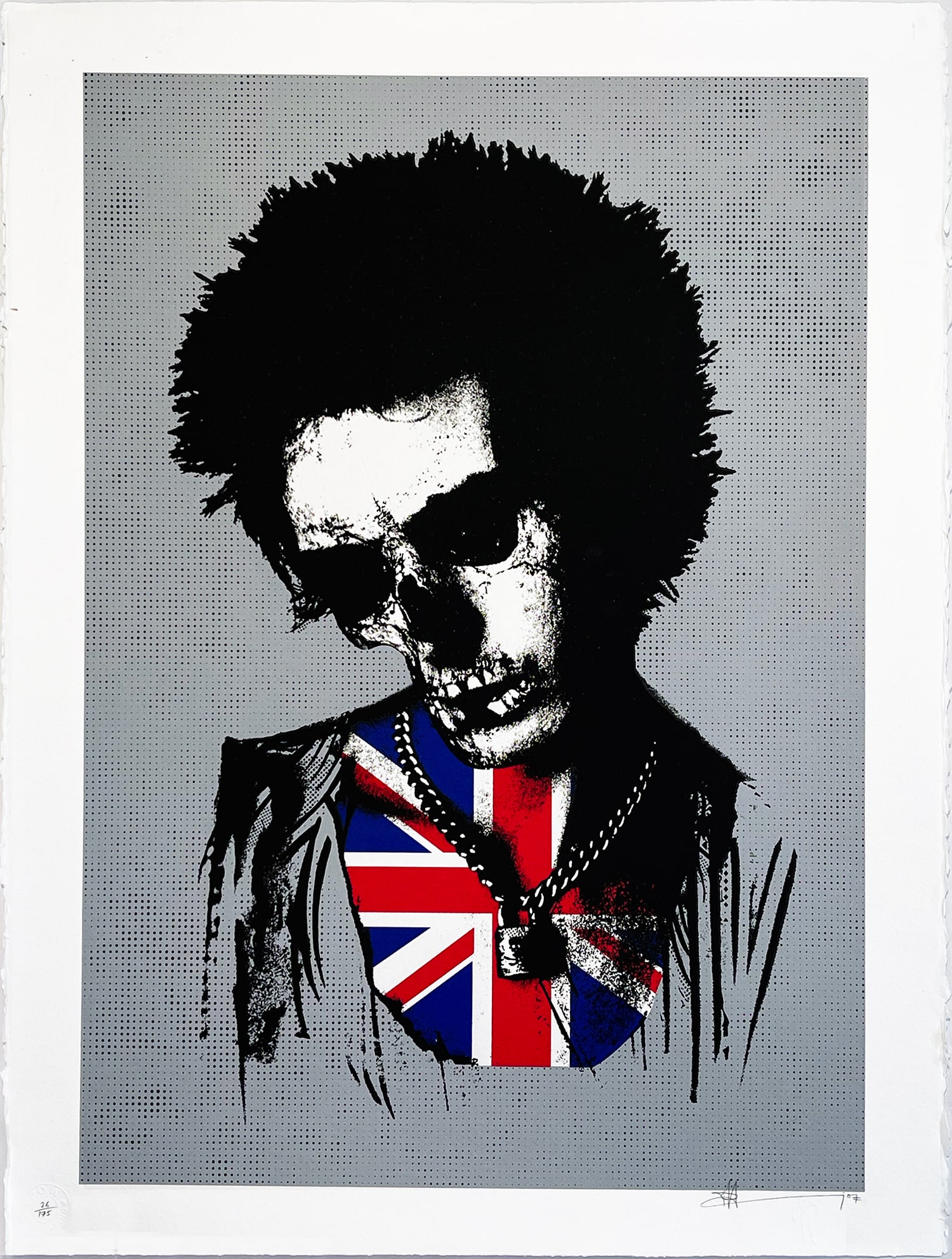 PAUL INSECT 'Dead Sid' (2007) Screen Print: 'Dead Sid',b> by Paul Insect, 2007 30 x 22.7 Inches 76.2 x 57.7 Centimeters 5-color screen print on hand-pulled, deckled edge 340gsm fine art paper. Limited Edition of 175 (#26/175) Signed, numbere