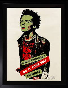 SHEPARD FAIREY 'Sid Vicious: Your Way' (2003) Framed Screen Print: 'Sid Vicious: Your Way' by Shepard Fairey, 2003 Rare 'Your Way 2' variant. 24 x 18 Inches 61 x 45.7 Centimeters 35.7 x 29.5 x 1.2 Inches (framed) Screen print on off-white, Speckletone fine art paper.