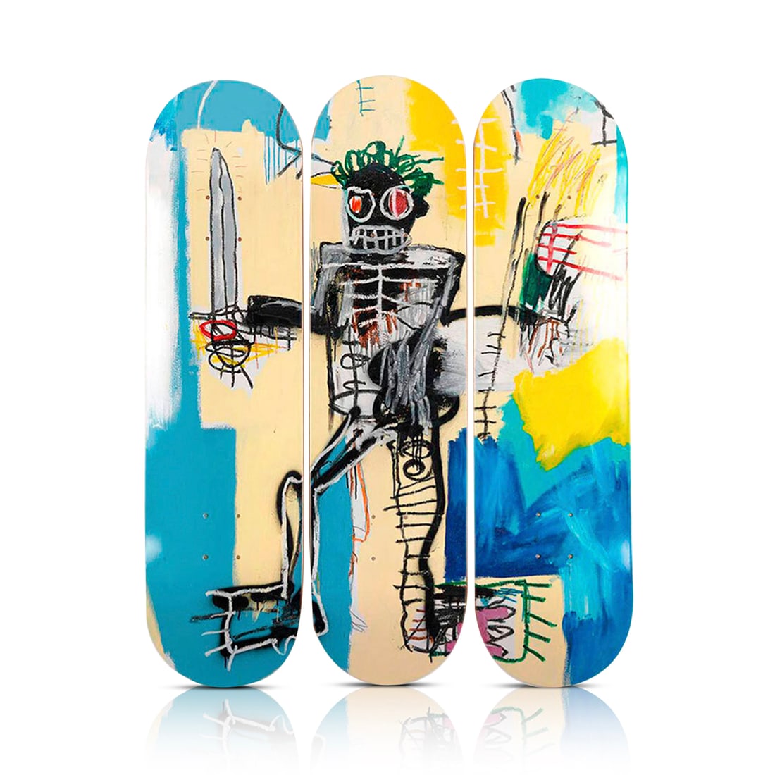 JEAN-MICHEL BASQUIAT 'Warrior' (1982) Triptych Skateboard Deck Set (1 of 7)
