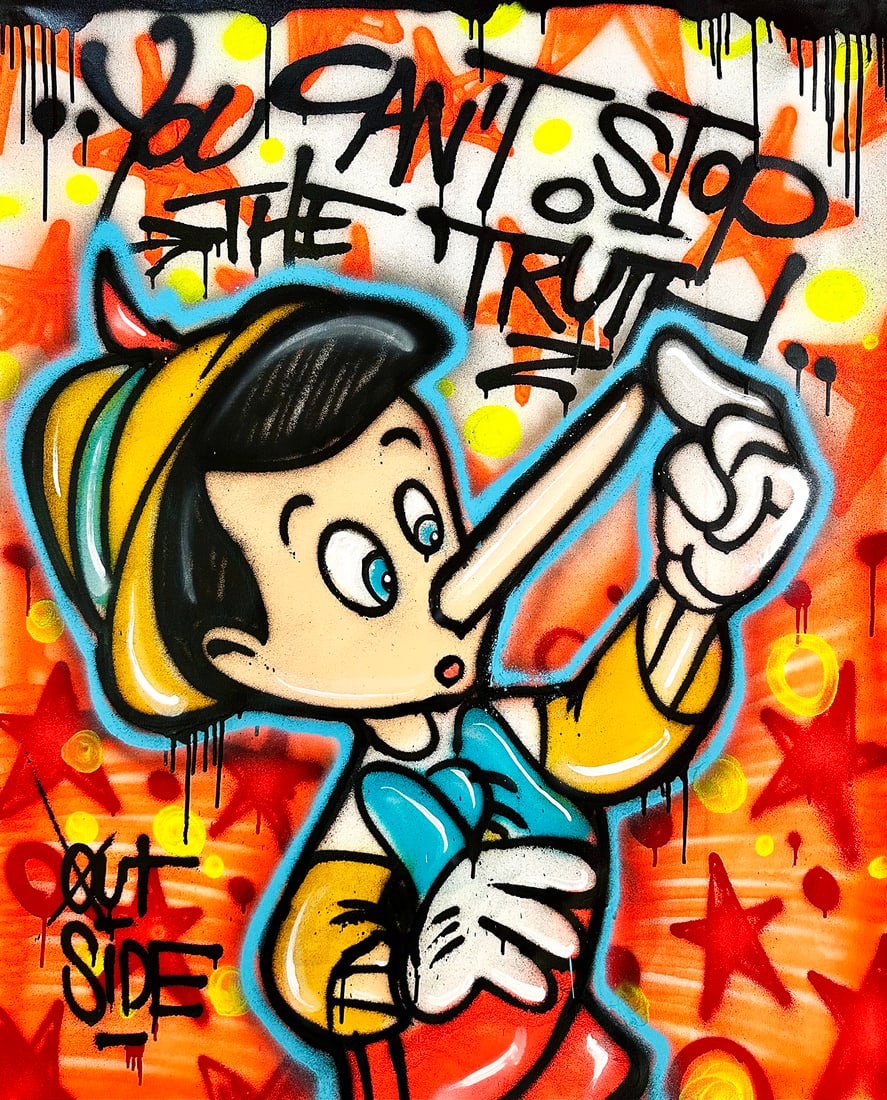 OUTSIDE 'Pinocchio - You Can't Stop the Truth' (2023) Original on Canvas (1 of 15)