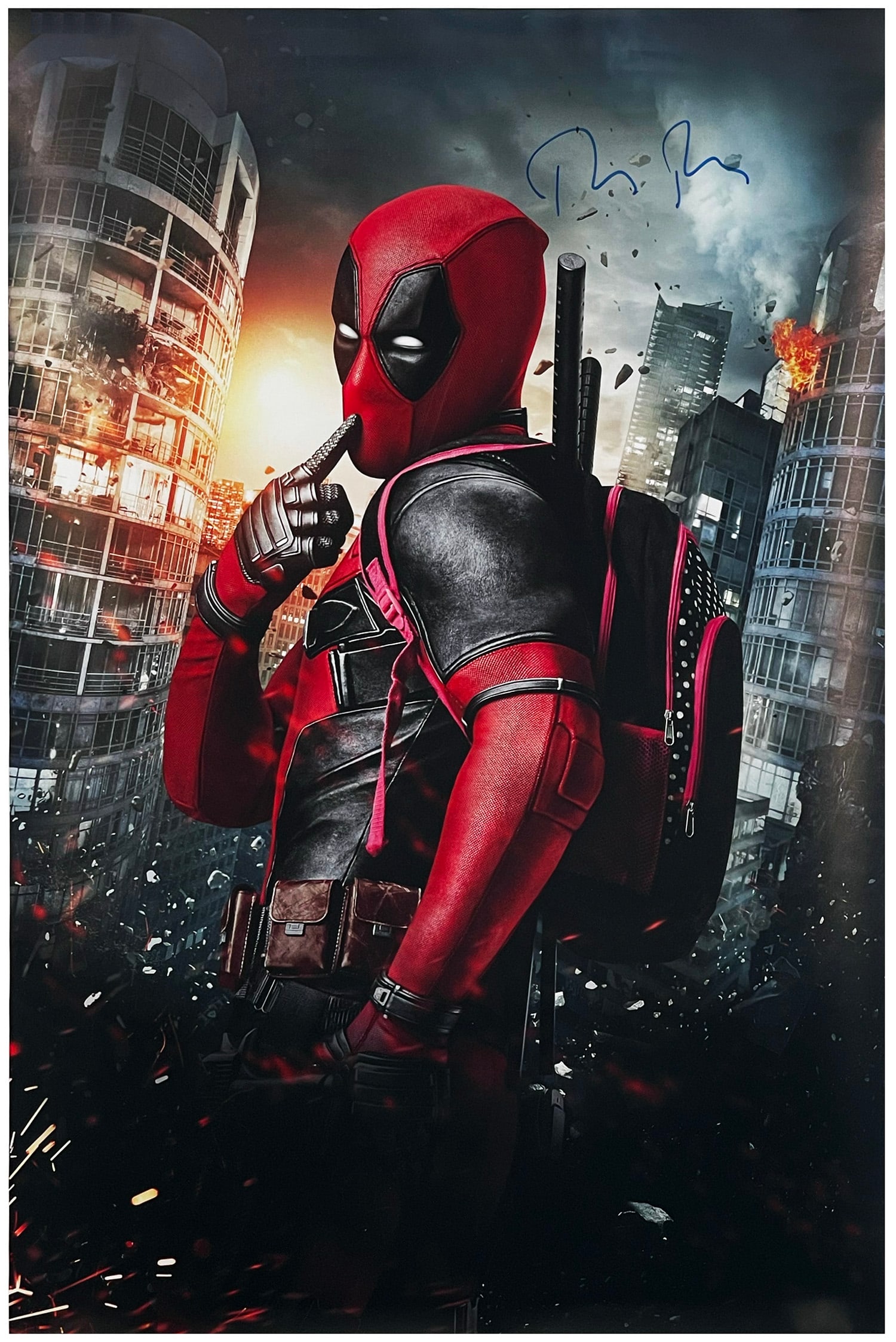 DEADPOOL RYAN REYNOLDS (2016) Hand-Signed Poster (1 of 3)