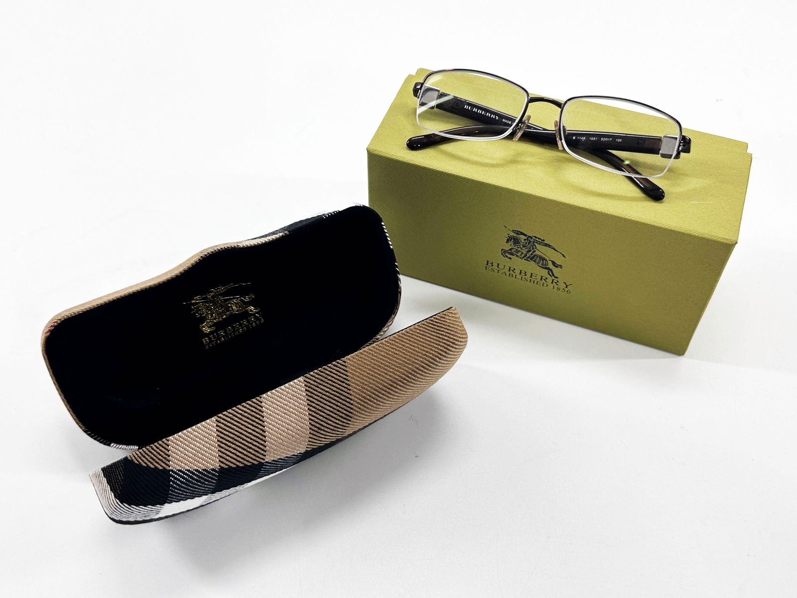 BURBERRY 'Men's Eyeglasses' Tortoise Shell + Gunmetal Chrome (1 of 11)
