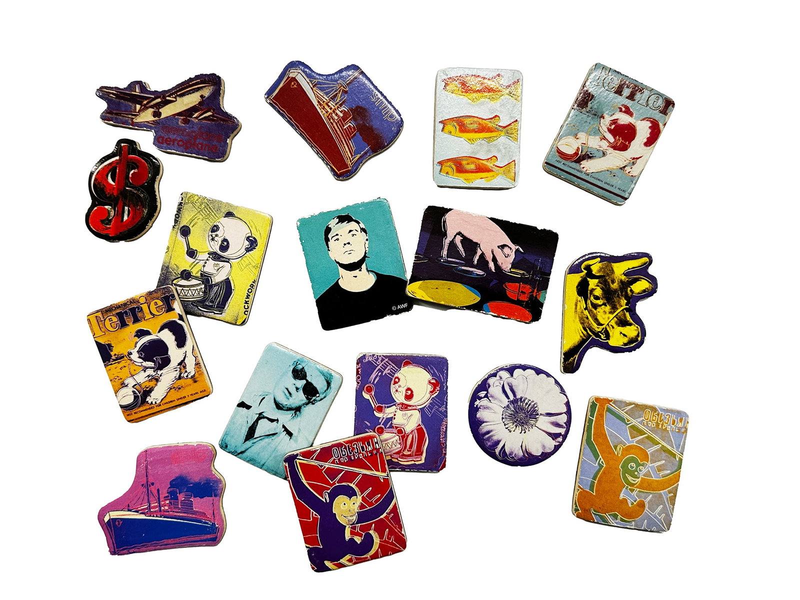ANDY WARHOL x Mudpuppy 'The Classics Vol. 1' (2018) Wooden Magnet Set: 'The Classics Vol. 2' by Andy Warhol, 2018 Collection of 16 magnets featuring some of the artist's most famous imagery. Officially licensed by The Andy Warhol Foundation x Mudpuppy. Approx 1.2 - 1.5 -