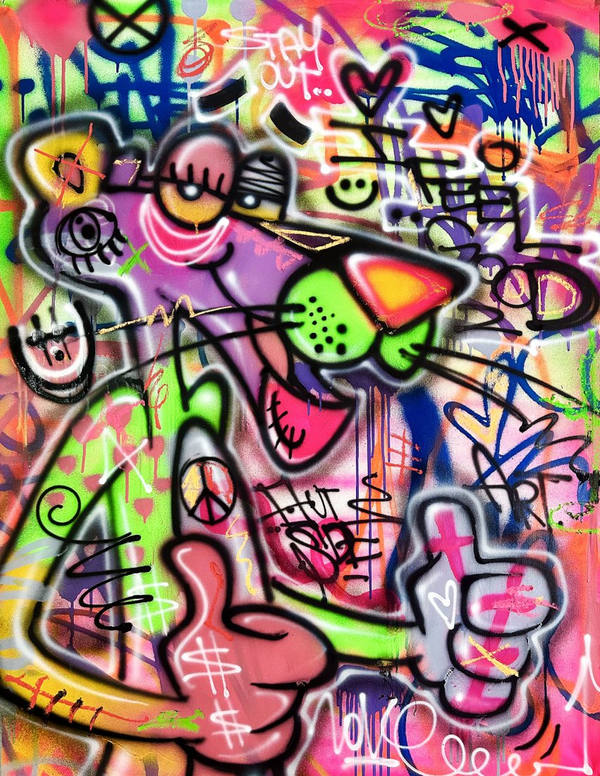 OUTSIDE 'Pink Panther: I Feel Good' (2024) Original on Canvas (1 of 16)
