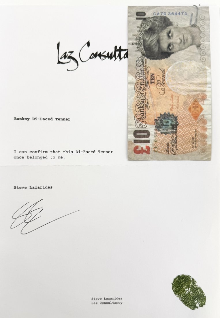 BANKSY 'Di-Faced Tenner' (2004) with Steve Lazarides COA (1 of 10)