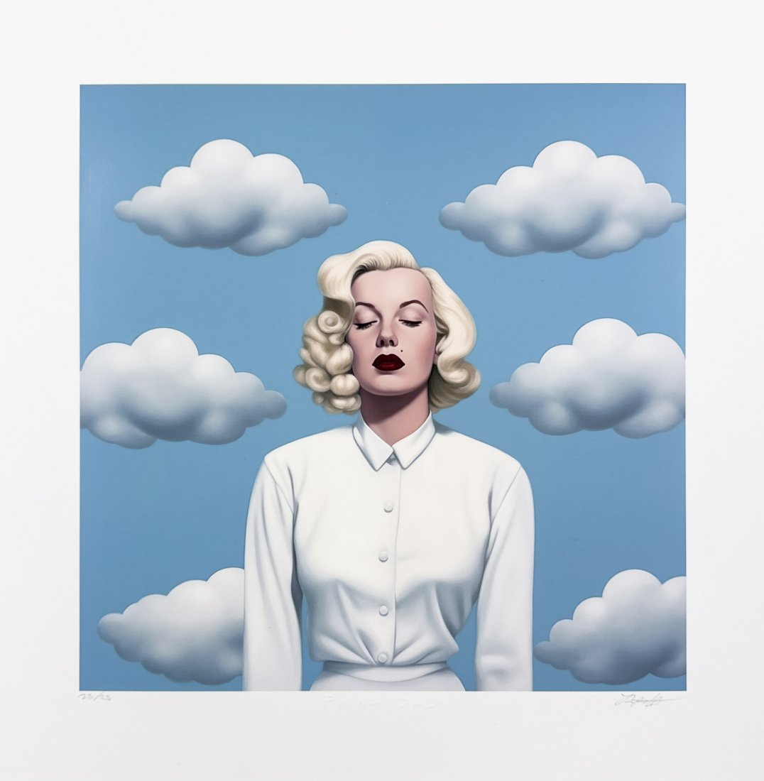 RIPOFF 'Rene Magritte's Monroe' Archival Pigment Print: 'Rene Magritte's Monroe' by Ripoff, 2023 Archival pigment print on 290gsm Moab Entrada fine art paper. 13 x 13 Inches / 33 × 33 cm Limited Edition of 25. Comes with original artist signed COA from Po