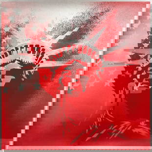 PURE EVIL 'Amerika' (2018) Screen Print: 'Amerika' by Pure Evil, 2018 From the artist's sold our series tribute to Andy Warhol. Red variant. 19.7 x 19.7 Inches 50 x 50 Centimeters Single-color screen print on 330gsm archival silver metallic