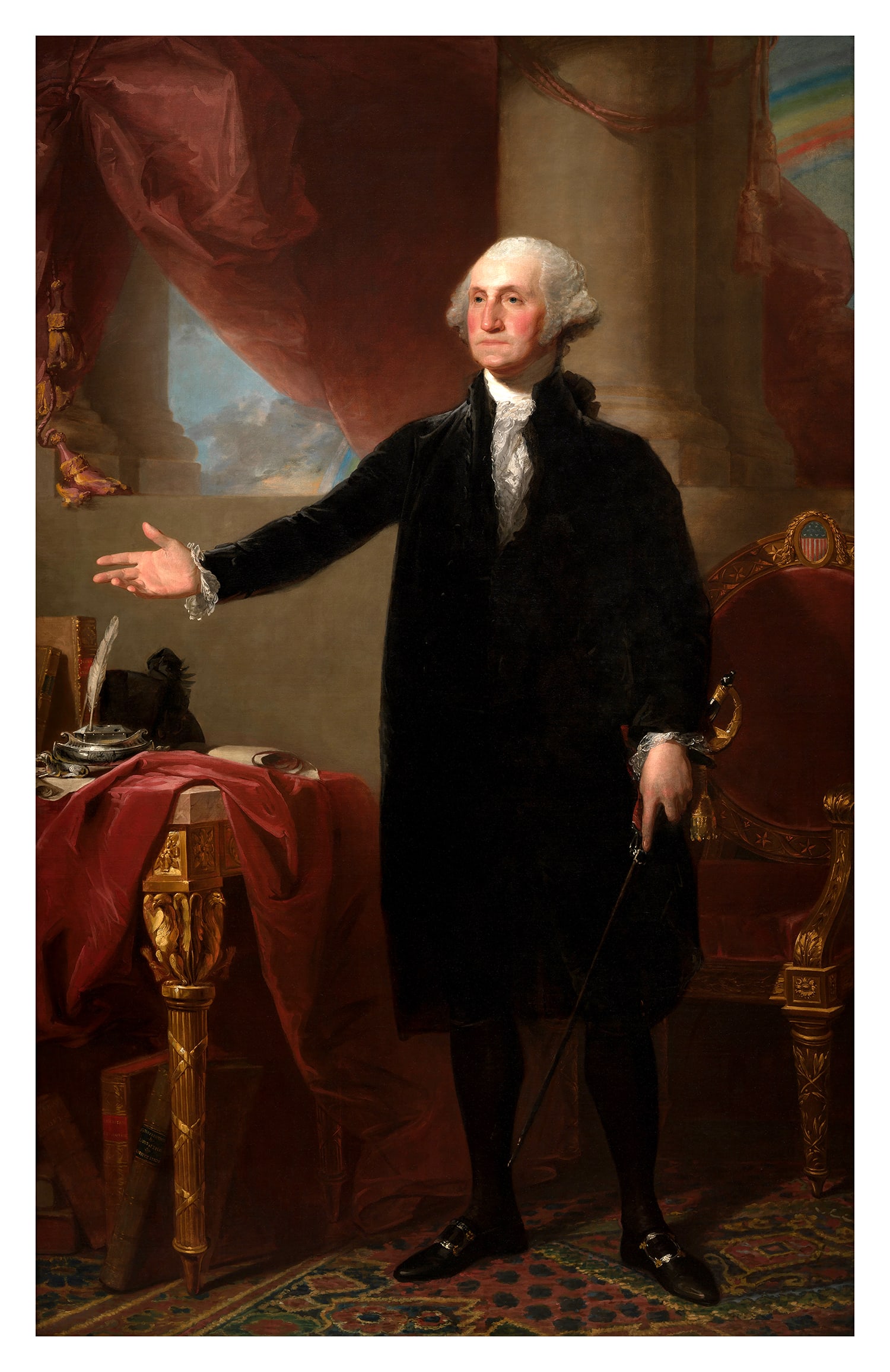 GILBERT STUART 'George Washington-Lansdowne Portrait' (1796) Giclee on Canvas: 'George Washington - The Lansdowne Portrait' by Gilbert Stuart, 1796 39 x 25.5 Inches 99 x 64.8 Centimeters Giclee print on vinyl canvas. Non-editioned multiple print. New in excellent original condit