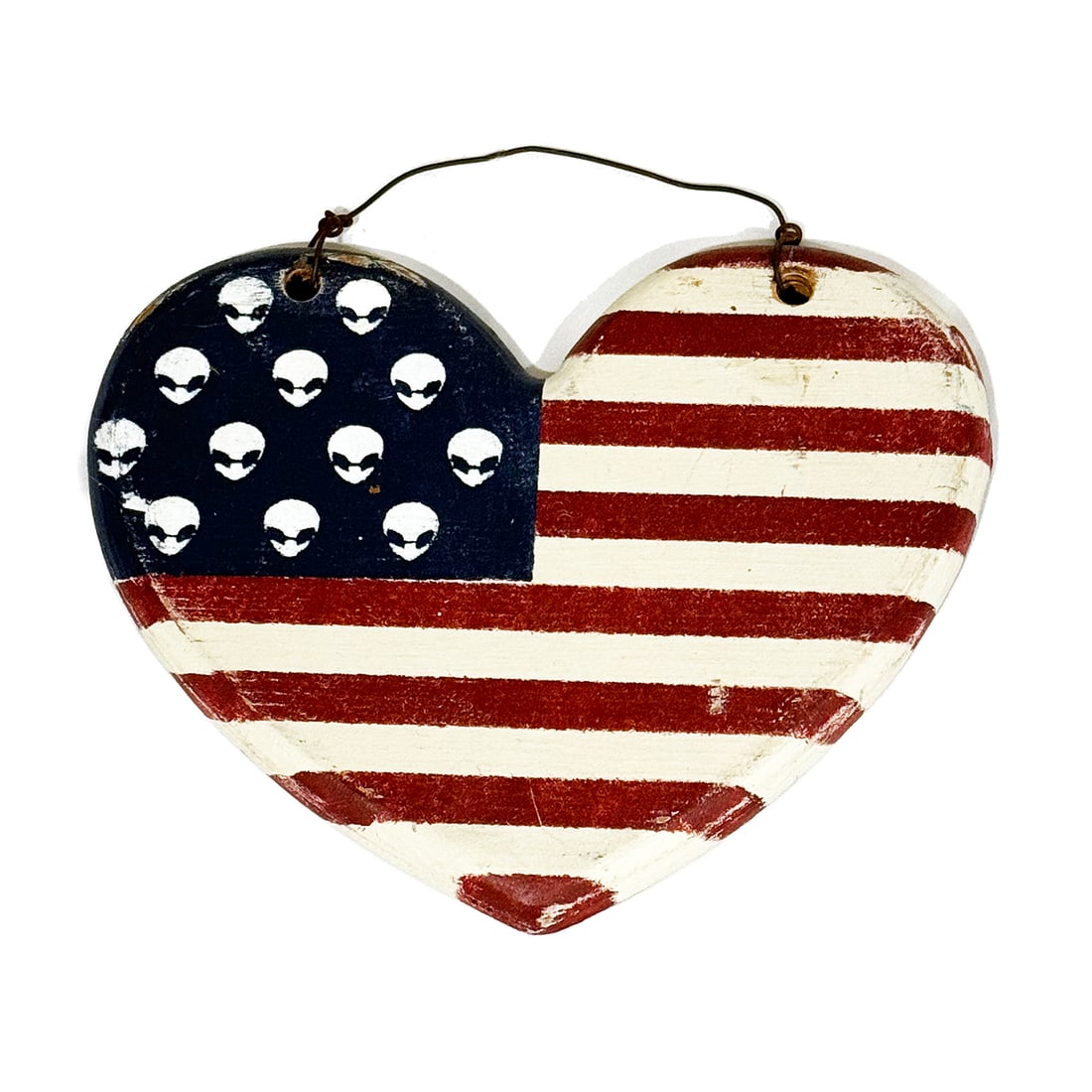 BRANDY MELVILLE x JAY WAHL 'American Heart' Weathered Wood Sign: 'American Heart' by Jay Wahl, 2012-2014 Original hand-painted sign exclusive to high-end retailer Brandy Melville. 9.3 x 7.7 x 0.8 Inches 23.6 x 19.6 x 2 Centimeters Hand-painted recycled wood plank w