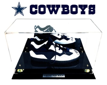 DALLAS COWBOYS Troy Aikman Hand-Signed GAME-ISSUED Adidas Shoe w/Display