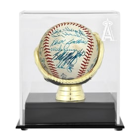 CALIFORNIA ANGELS '1975 Team' (incl. NOLAN RYAN) 28-Signature Baseball w/Display