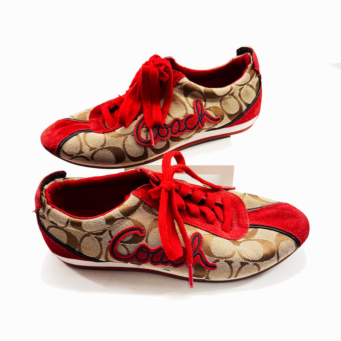 COACH 'Devin' Signature Tan/Red Women's Shoes (8M) (1 of 7)