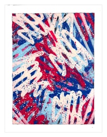 SEEN 'Original Painting #10432' (2024) Red/White/Blue Tags on Canvas