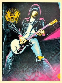 SHEPARD FAIREY 'Johnny Ramone Smokin' Strings' Screen Print