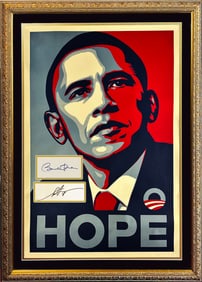 SHEPARD FAIREY 'Hope' (2008) Original Custom Framed Litho w/Obama + Fairey Sigs