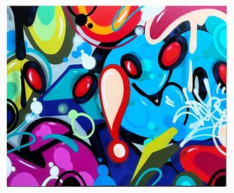 COPE2 'Abstract Exclamation' (2024) Original Acrylic/Spray Paint on Canvas