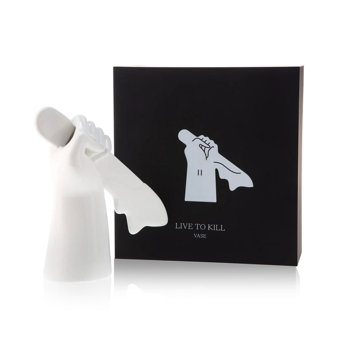 CLEON PETERSON 'Live to Kill Hand' (2021) Ceramic Art Vase: 'Live to Kill Hand' by Cleon Peterson, 2021 Limited Edition flower vase sculpture collab. with Beyond the Streets x NTWRK. 12.25 x 10.5 x 4 Inches 31.1 x 26.7 x 10.2 Centimeters 14.5 x 13.8 x 5.7 Inch