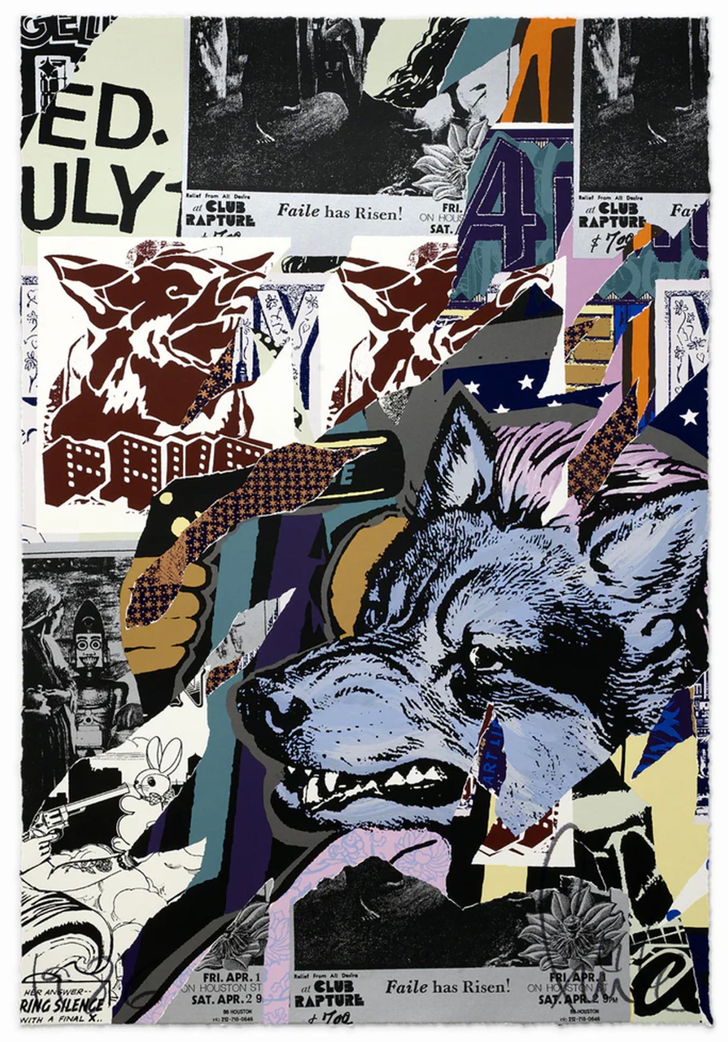 FAILE 'Almost Rapture' (2016) Rare 25-Color Screen Print: 'Almost Rapture' by Faile, 2016 From the artist duo's 'Savage Sacred Young Minds' series from their exhibition at Brooklyn Museum, 2015. 35 x 23 Inches 89 x 58 Centimeters 25-color screen print on 325