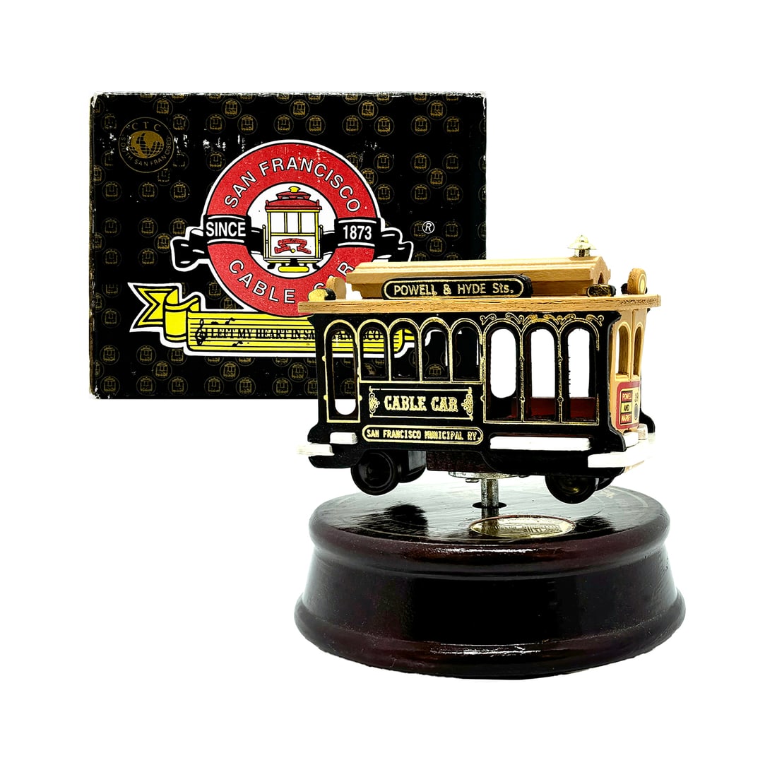 SAN FRANCISCO CABLE CAR 'I Left My Heart...' Old-Fashioned Wood Music Box (1 of 9)
