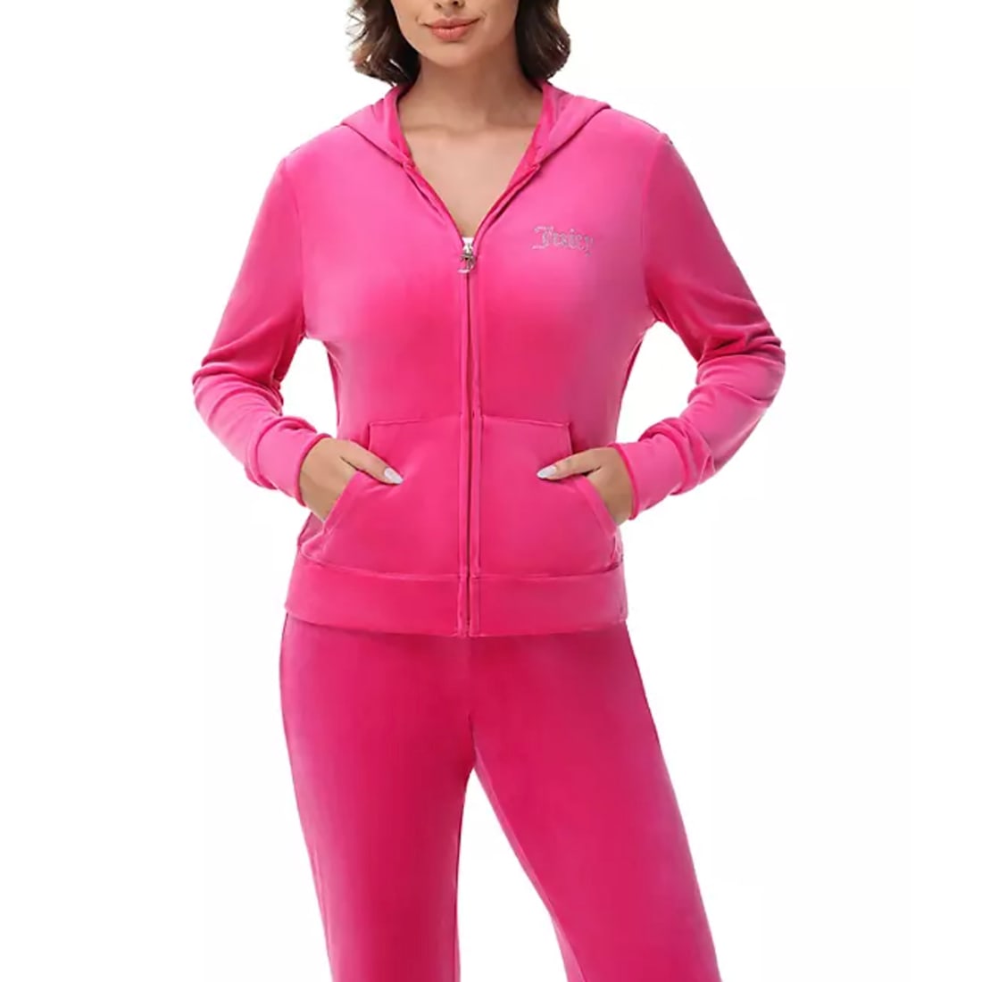 JUICY COUTURE 'Mean Girls Tracksuit' (2024) Hot Pink Soft Velour Jacket/Pants (1 of 9)