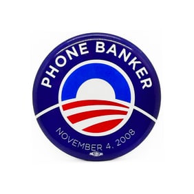 OBAMA for PRESIDENT 'Phone Banker' (2008) Rare Original Campaign Button