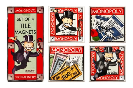 GIFTCO x HASBRO 'Monopoly' (1999) Vintage Ceramic Tile Magnets