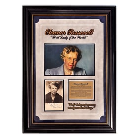 ELEANOR ROOSEVELT 'First Lady' (1933-1945) Rare Framed Hand-Signed Carte de Visit