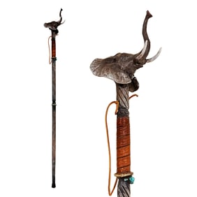 ATKINSON WOLFE 'Elephant' (2009) Hand-Made/Painted Walking Staff