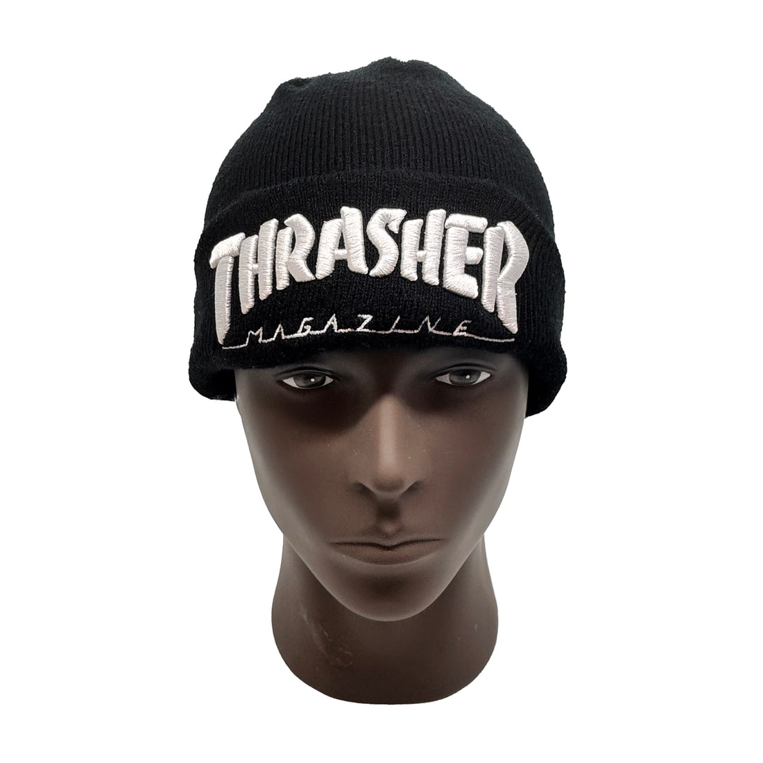THRASHER MAGAZINE 'Beanie' Black Acrylic Skullcap Hat (1 of 4)
