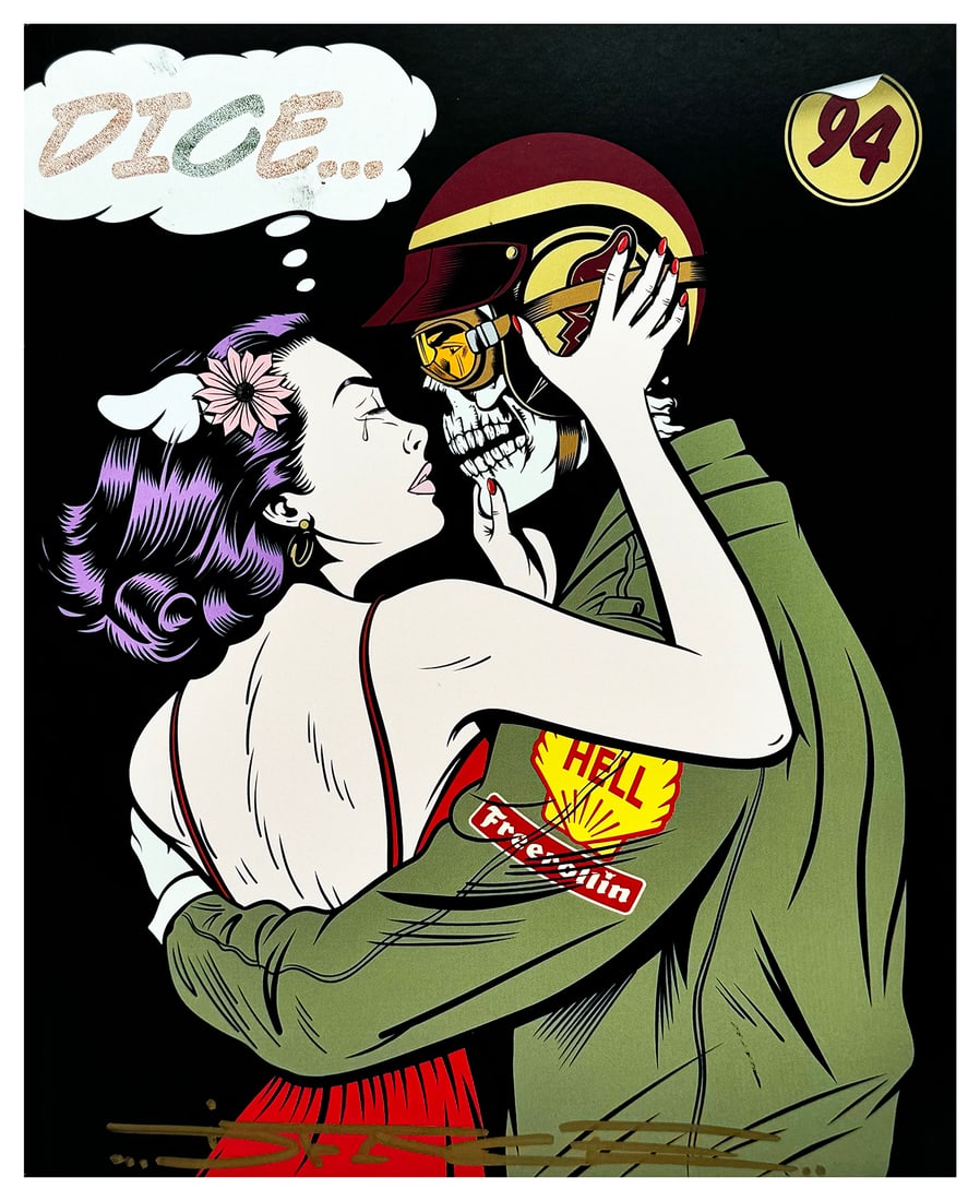 D*FACE x DICE Magazine 'You've Been Served' (2022) Hand-Signed Full-Issue: You've Been Served' by DICE Magazine, 2022 From the artist's gallery show at StolenSpace Gallery, London, UK. Sponsored by Harley-Davidson x Dice Magazine celebrating Harley's "LiveWire" electric bike