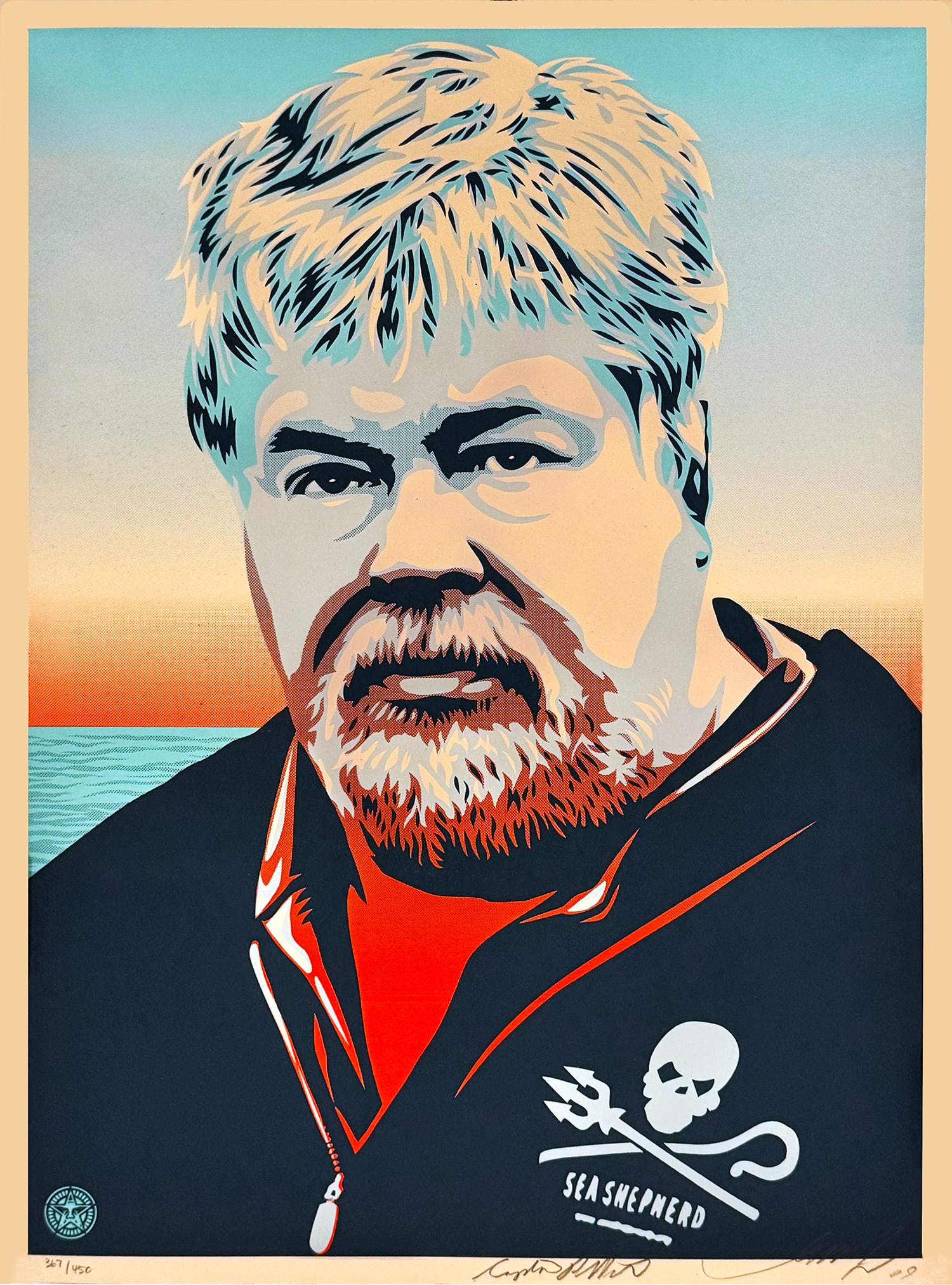 SHEPARD FAIREY 'Paul Watson: Sea Shepherd' (2009) RARE Screen Print (1 of 11)