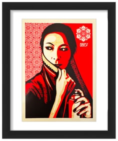 SHEPARD FAIREY 'Commanda' (2019) Framed Original Large Sticker
