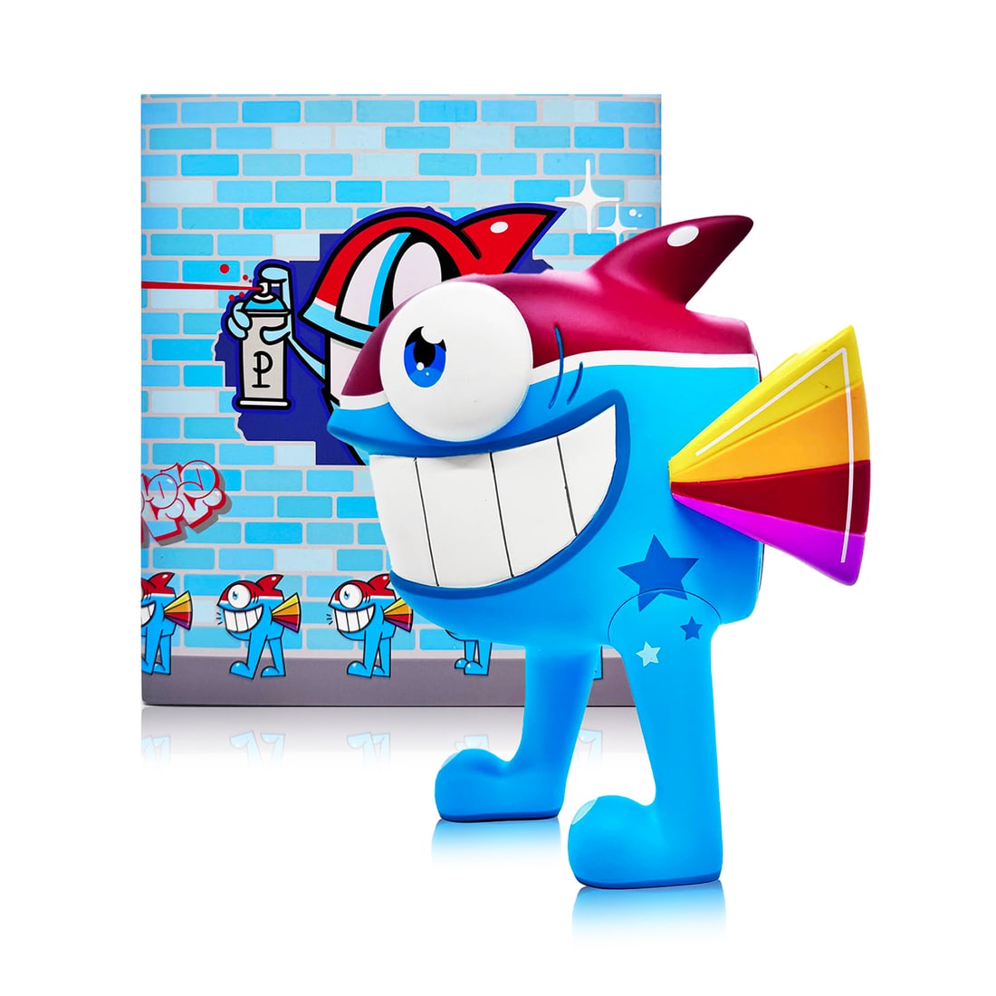 EL PEZ 'The Walking Fish' (2022) Designer Vinyl Art Figure: 'The Walking Fish' by El Pez, 2022 Limited Edition figure collab. with UVD Toys. 7 Inches tall 9 x 7.5 x 5 Inches (box) Collectible designer vinyl art figure based on the artist's famous 'Smiling Fish