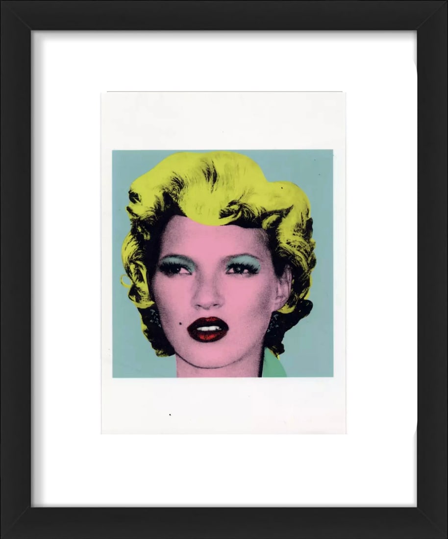 BANKSY 'Kate Moss' (2005) Framed Original Crude Oils Invite Postcard
