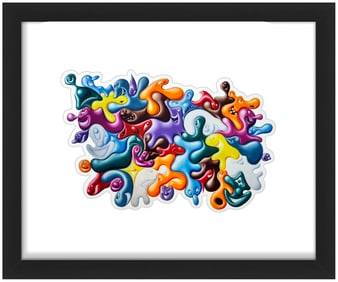 KENNY SCHARF 'Blob N' Space' (2022) Framed Premium Vinyl Sticker